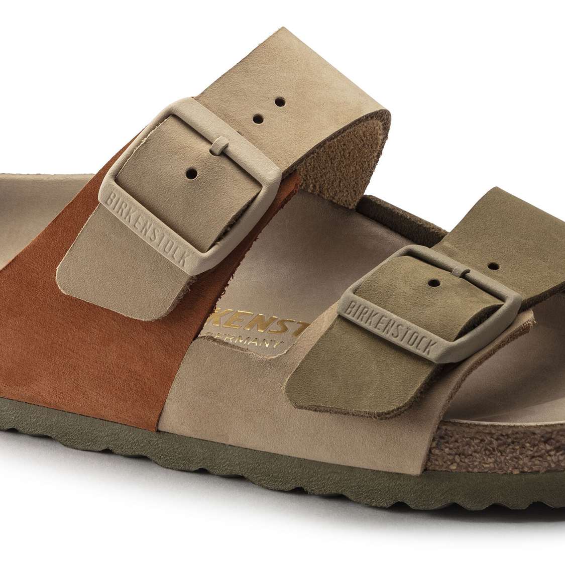 Khaki Birkenstock Arizona Split Nubuck Leather Women's Two Strap Sandals | zUGkhR37mEY