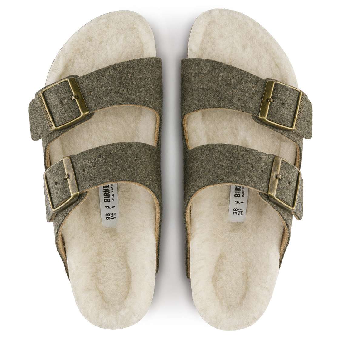 Khaki Birkenstock Arizona Wool Felt Women's Two Strap Sandals | TIqGvA8mH2G