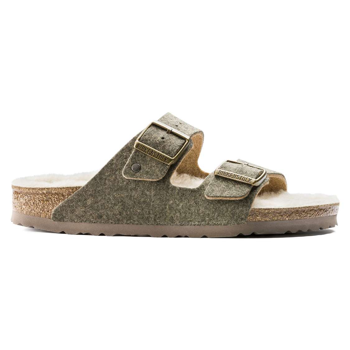 Khaki Birkenstock Arizona Wool Felt Women's Two Strap Sandals | TIqGvA8mH2G