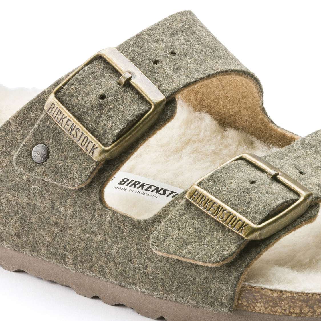 Khaki Birkenstock Arizona Wool Felt Women's Two Strap Sandals | TIqGvA8mH2G