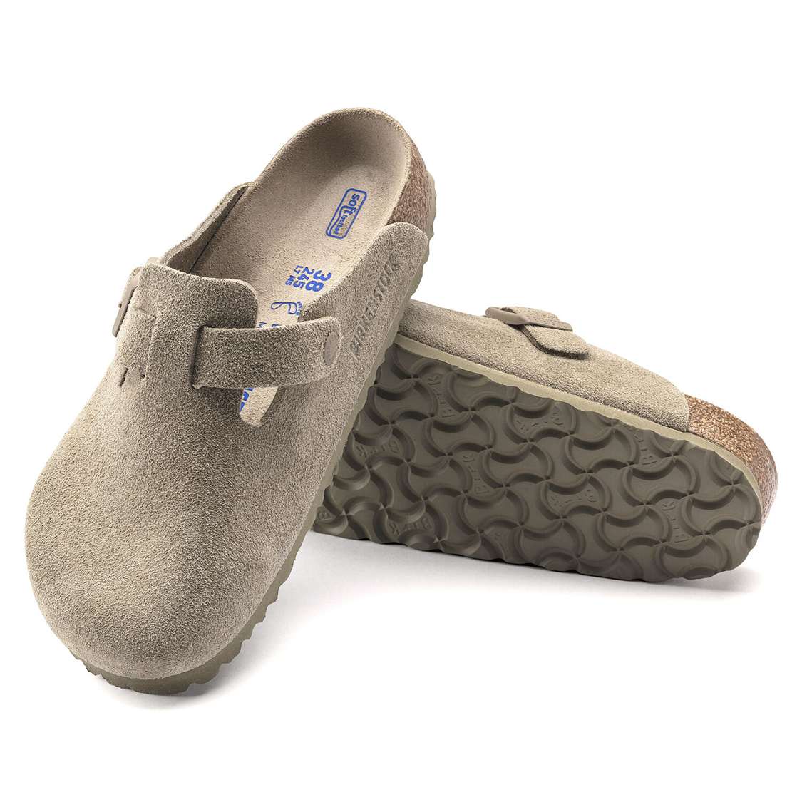 Khaki Birkenstock Boston Soft Footbed Suede Leather Women's Clogs | EZS6LQO6cuy