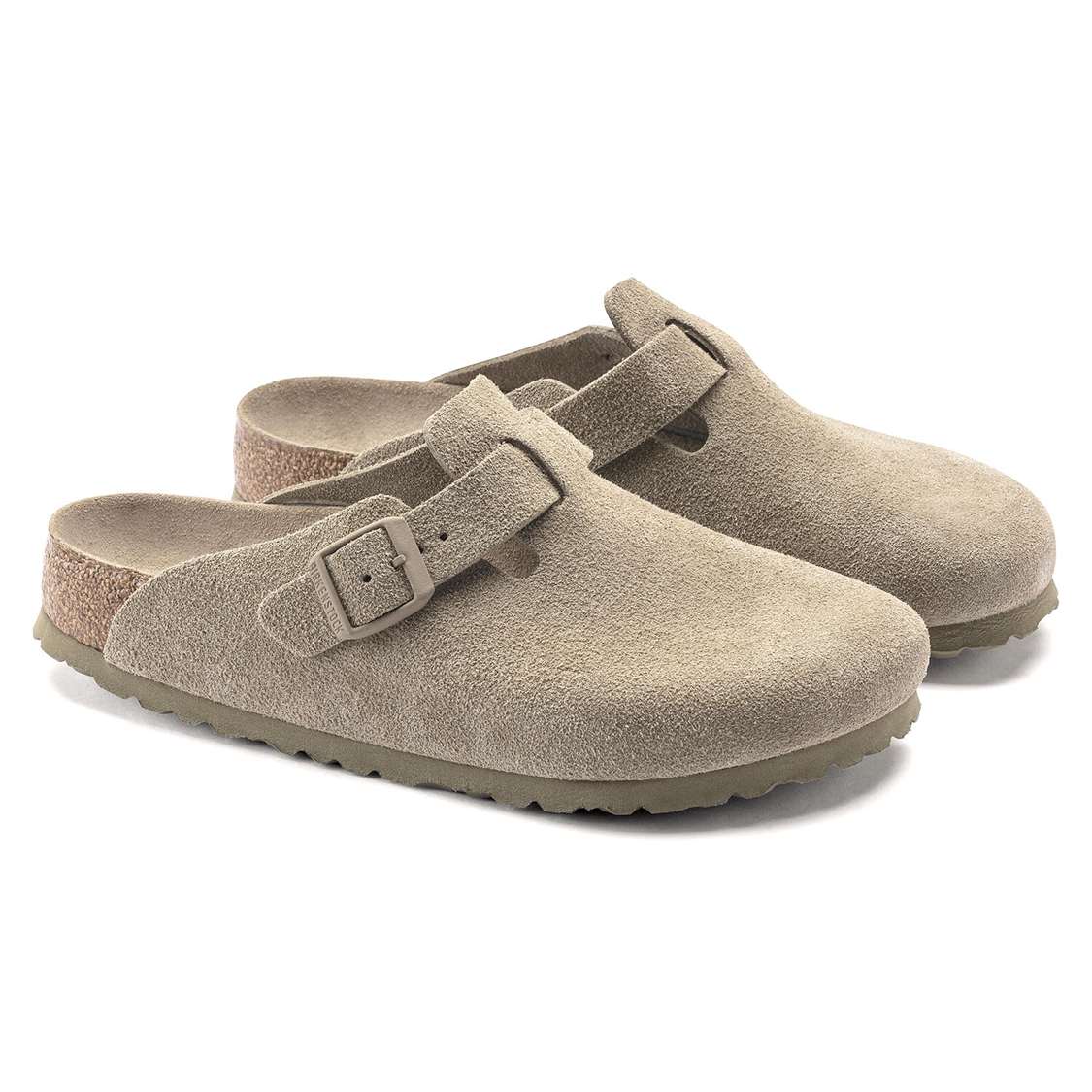 Khaki Birkenstock Boston Soft Footbed Suede Leather Men's Clogs | vJAzNVlJbkk