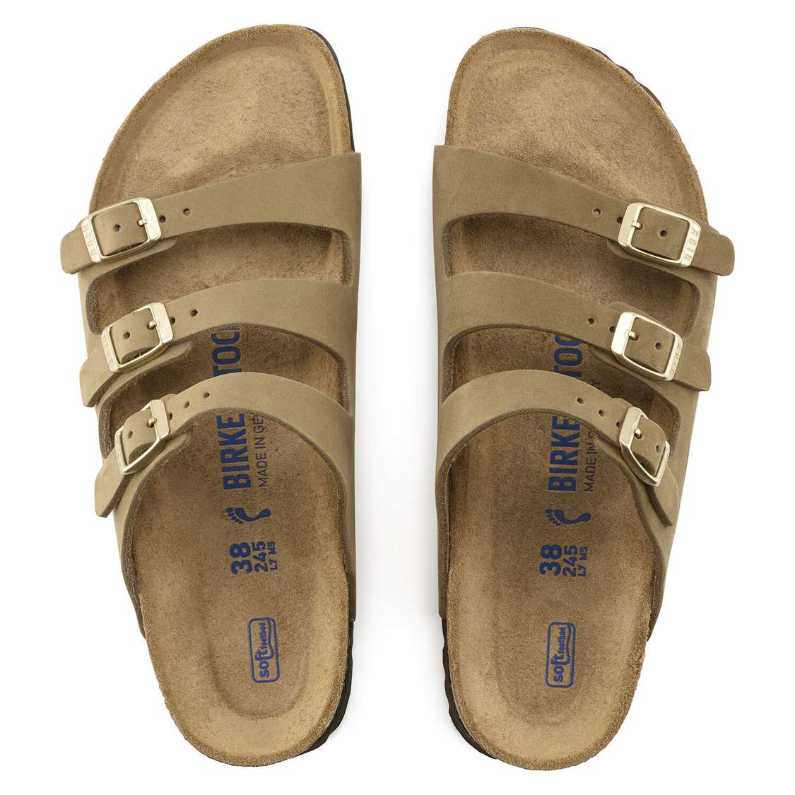 Khaki Birkenstock Florida Fresh Soft Footbed Nubuck Leather Women's Multi Strap Sandals | 7f3lIsyB74F