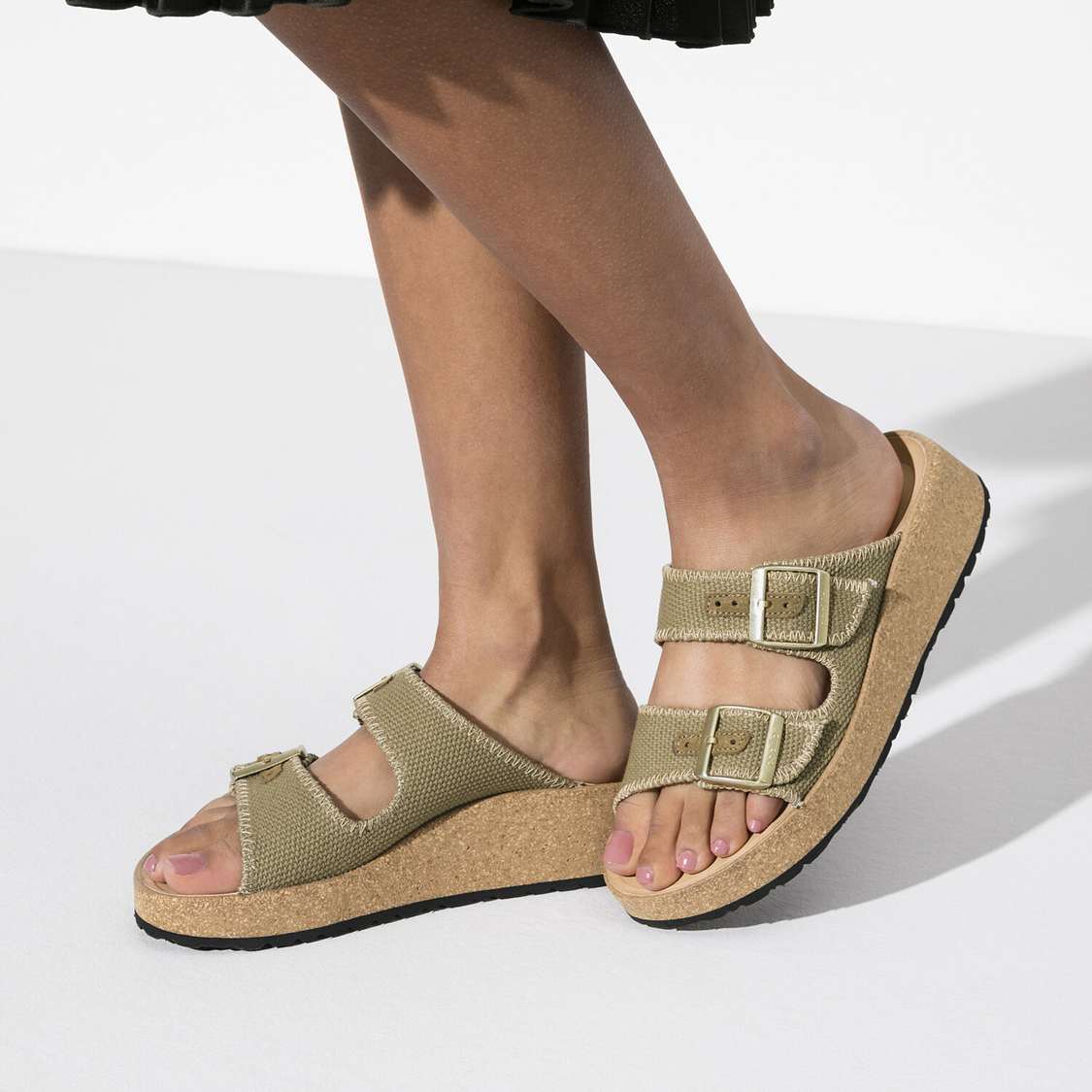 Khaki Birkenstock Gabriela Natural Fibre Mix Women's Two Strap Sandals | UoGcKxgrcy3