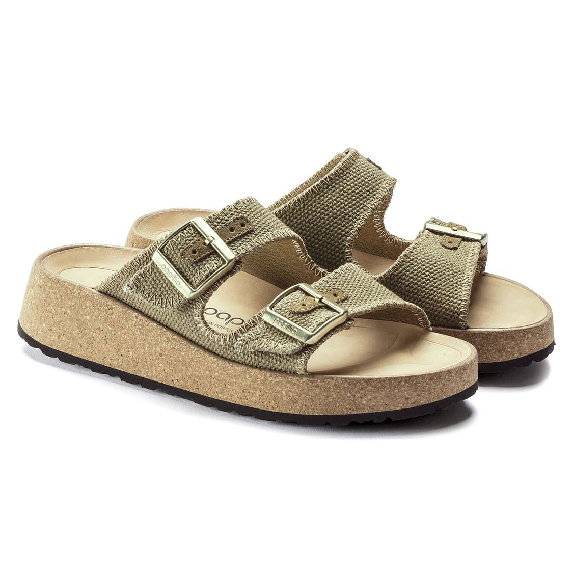 Khaki Birkenstock Gabriela Natural Fibre Mix Women's Two Strap Sandals | UoGcKxgrcy3