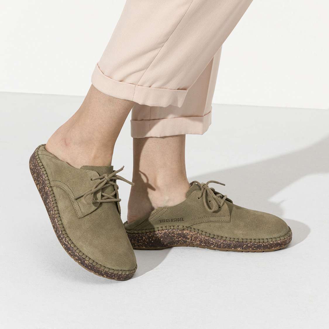 Khaki Birkenstock Gary Suede Leather Men's Lace Up Shoes | VgvLFkEAxSI