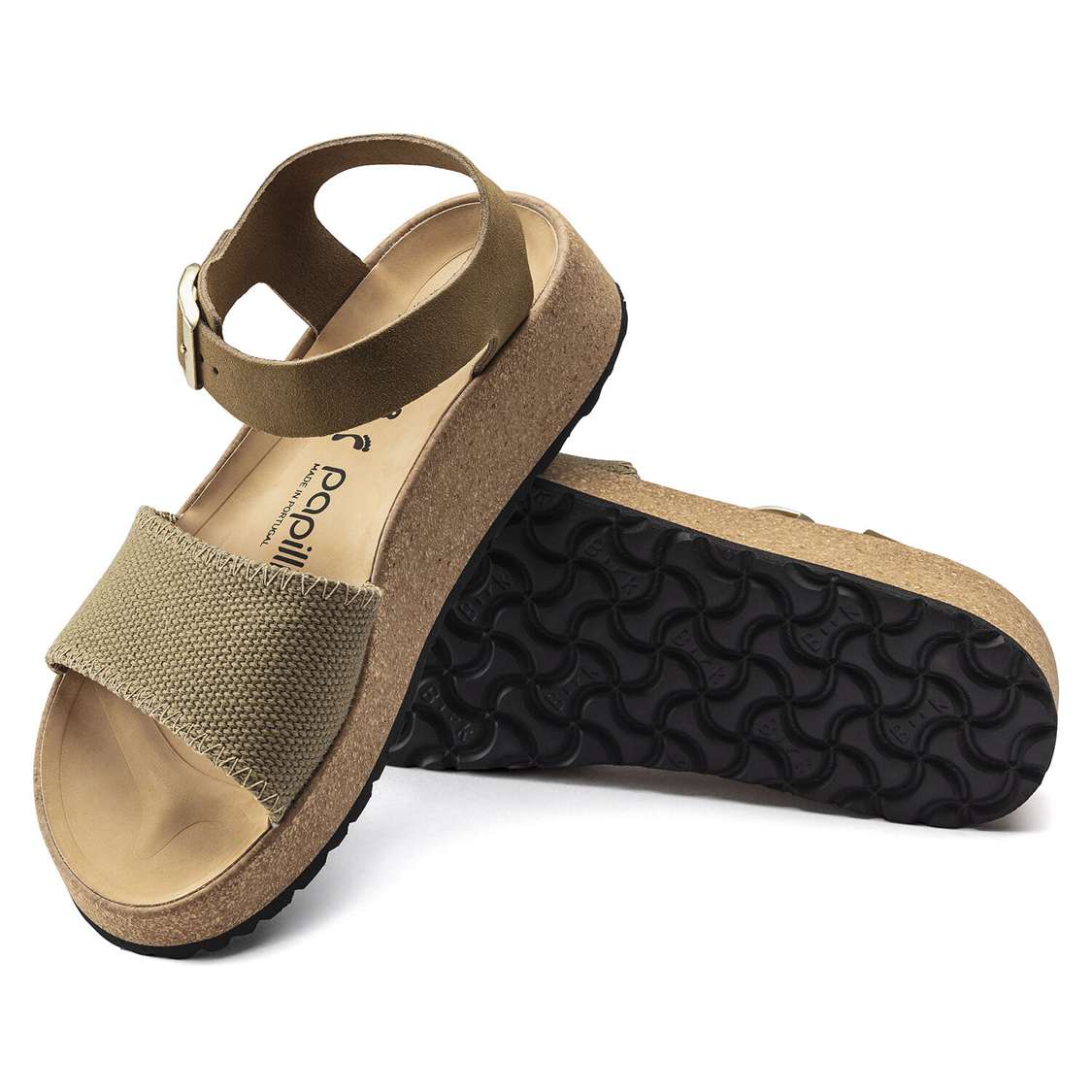 Khaki Birkenstock Glenda Suede Leather/Textile Women's Two Strap Sandals | D6geYSLRgTF