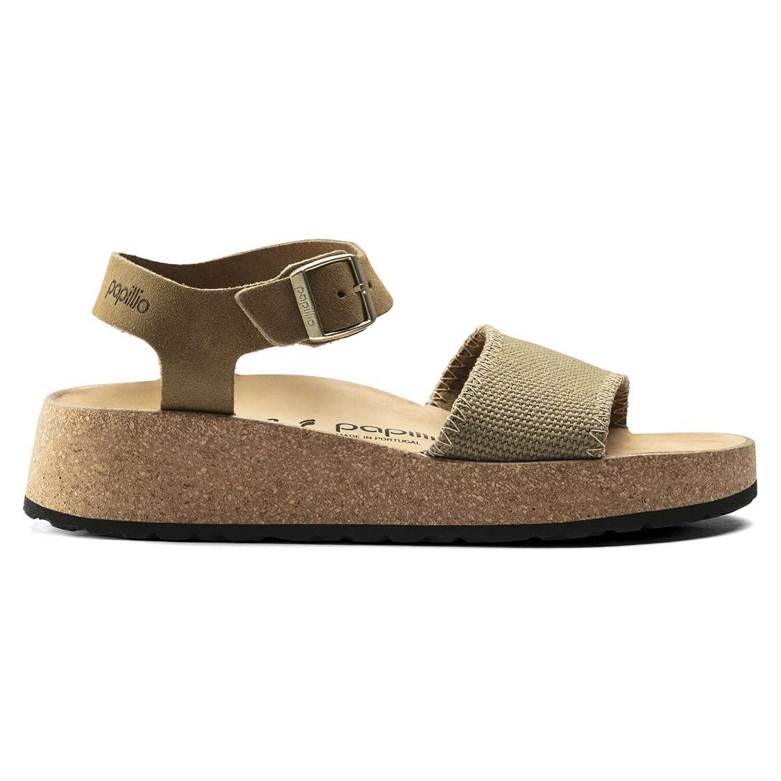 Khaki Birkenstock Glenda Suede Leather/Textile Women's Two Strap Sandals | D6geYSLRgTF