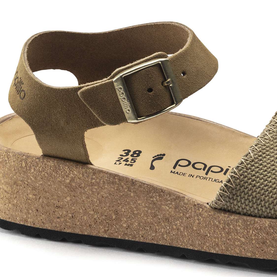 Khaki Birkenstock Glenda Suede Leather/Textile Women's Two Strap Sandals | D6geYSLRgTF