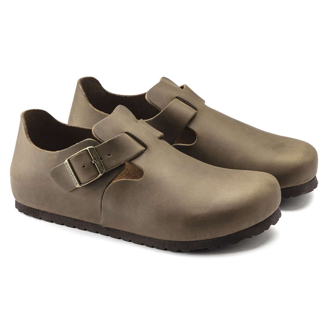 Khaki Birkenstock London Oiled Leather Men's Low Shoes | FUYpdKgecDR