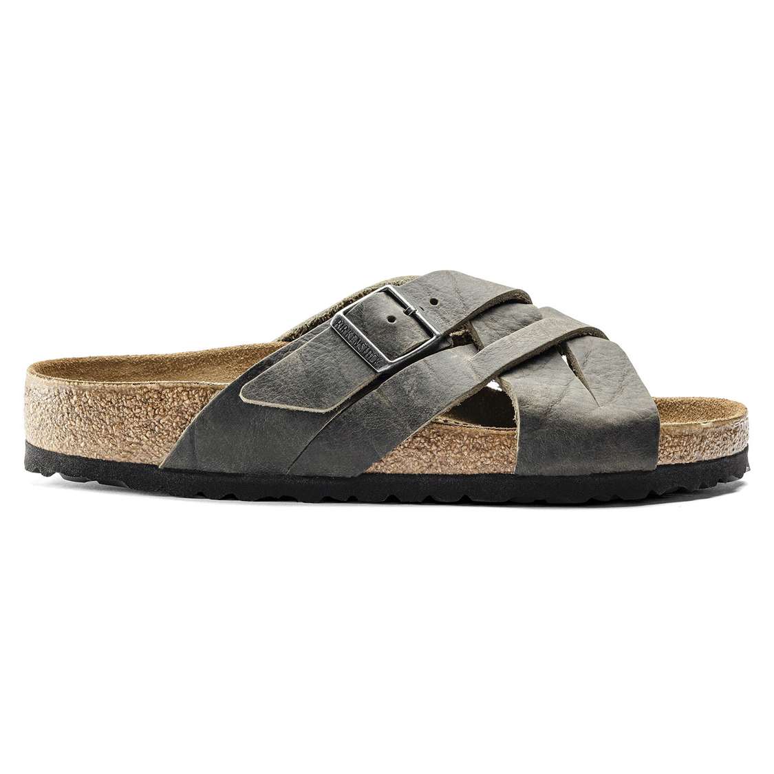 Khaki Birkenstock Lugano Oiled Leather Men's Two Strap Sandals | VzPKVmiMlvb