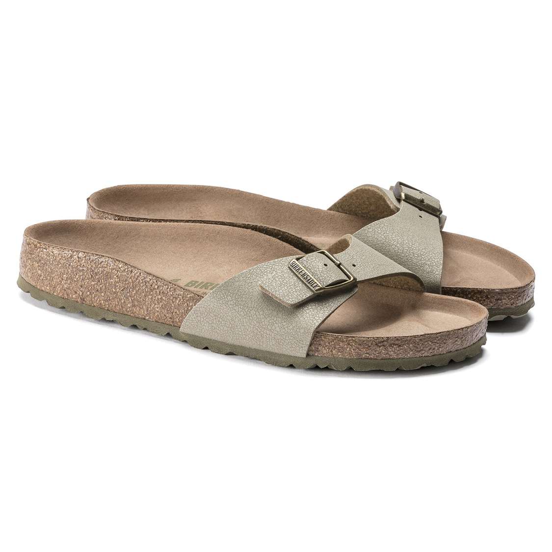 Khaki Birkenstock Madrid Vegan Birko-Flor Women's One Strap Sandals | YPFpcn7TCp5