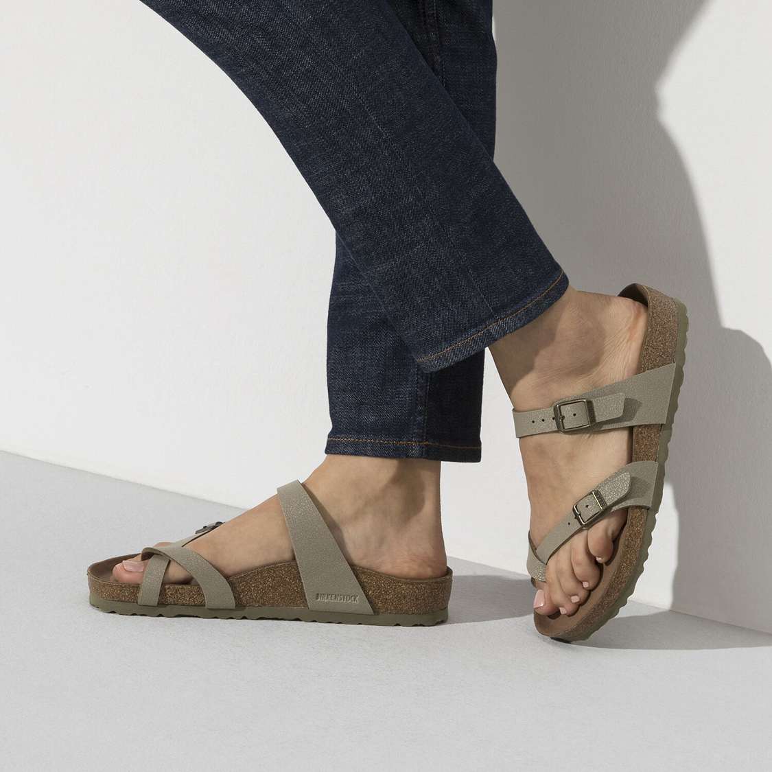 Khaki Birkenstock Mayari Vegan Birkibuc Women's Multi Strap Sandals | ANiN1aNzvhG