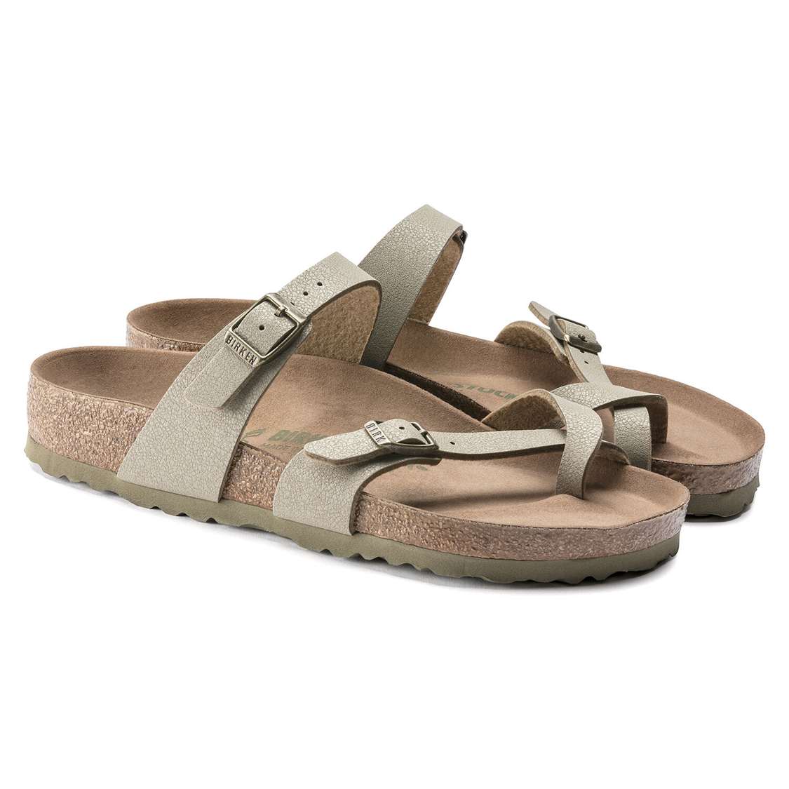 Khaki Birkenstock Mayari Vegan Birkibuc Women's Multi Strap Sandals | ANiN1aNzvhG