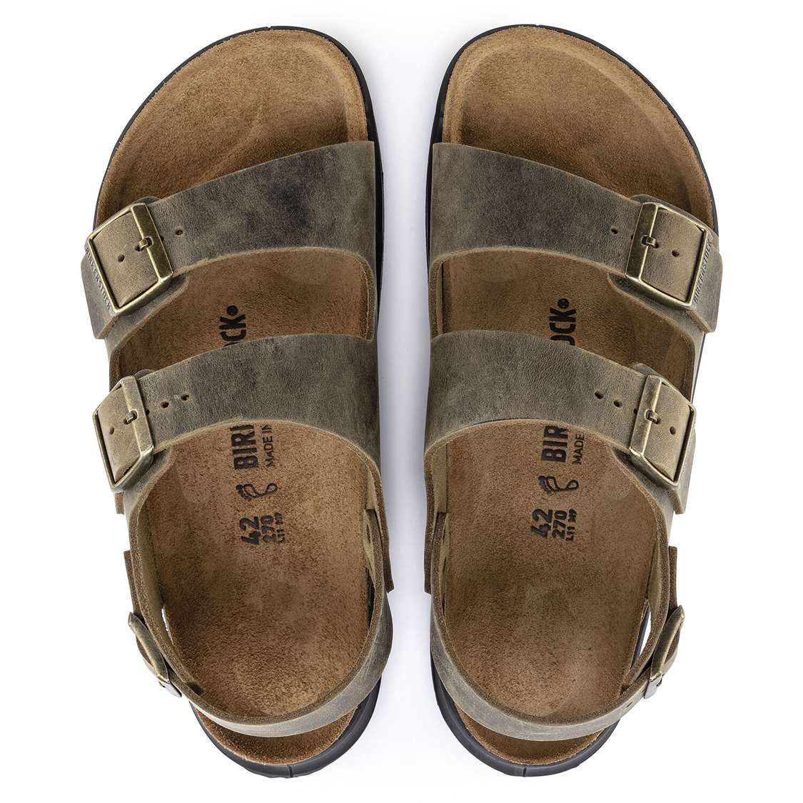 Khaki Birkenstock Milano Cross Town Oiled Leather Men's Back Strap Sandals | LhtOYGFYIBb