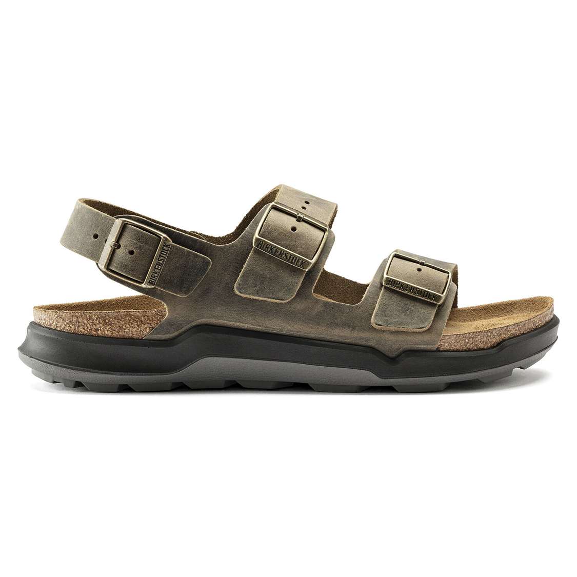 Khaki Birkenstock Milano Cross Town Oiled Leather Men's Back Strap Sandals | LhtOYGFYIBb