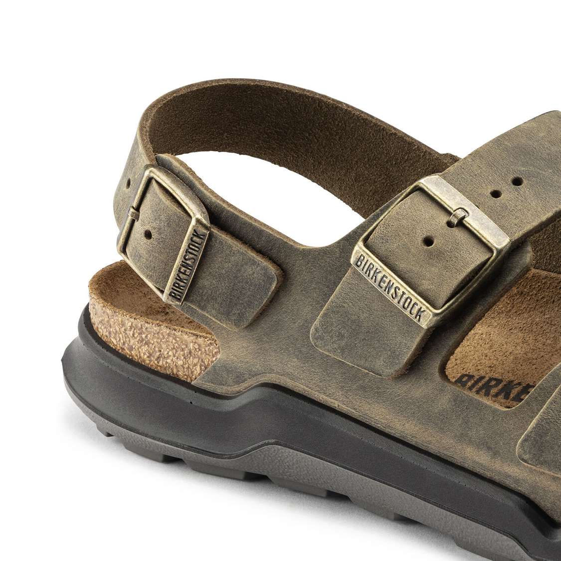 Khaki Birkenstock Milano Cross Town Oiled Leather Men's Back Strap Sandals | LhtOYGFYIBb