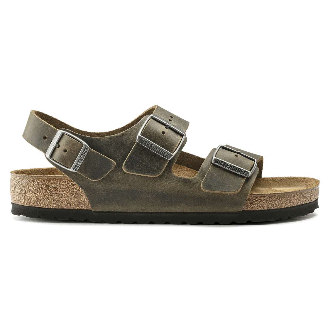 Khaki Birkenstock Milano Oiled Leather Men's Back Strap Sandals | YOW6M3h2LZ5