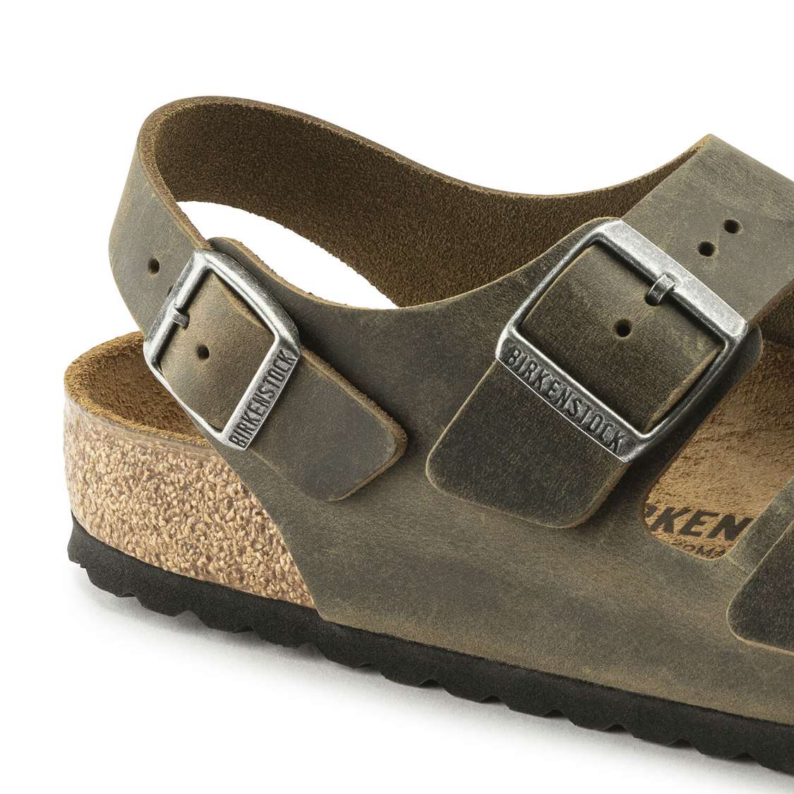 Khaki Birkenstock Milano Oiled Leather Men's Back Strap Sandals | YOW6M3h2LZ5