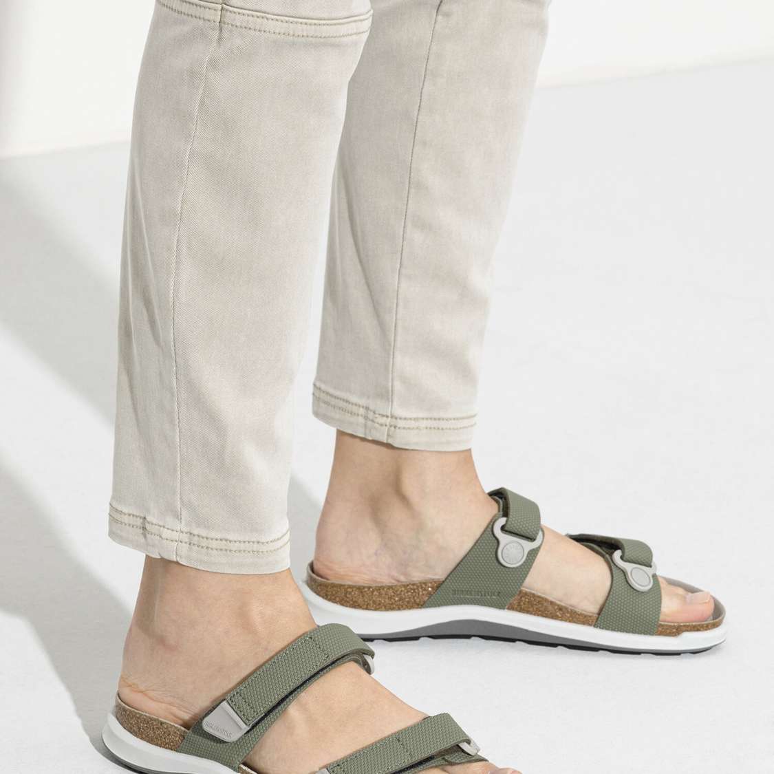 Khaki Birkenstock Sahara Birko-Flor Women's Two Strap Sandals | x7rUqOgdBl1