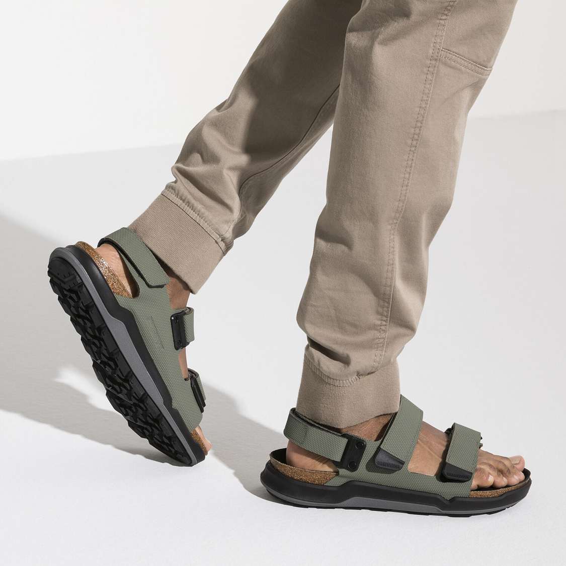 Khaki Birkenstock Tatacoa Birko-Flor Men's Two Strap Sandals | 57VPj8lDHxO