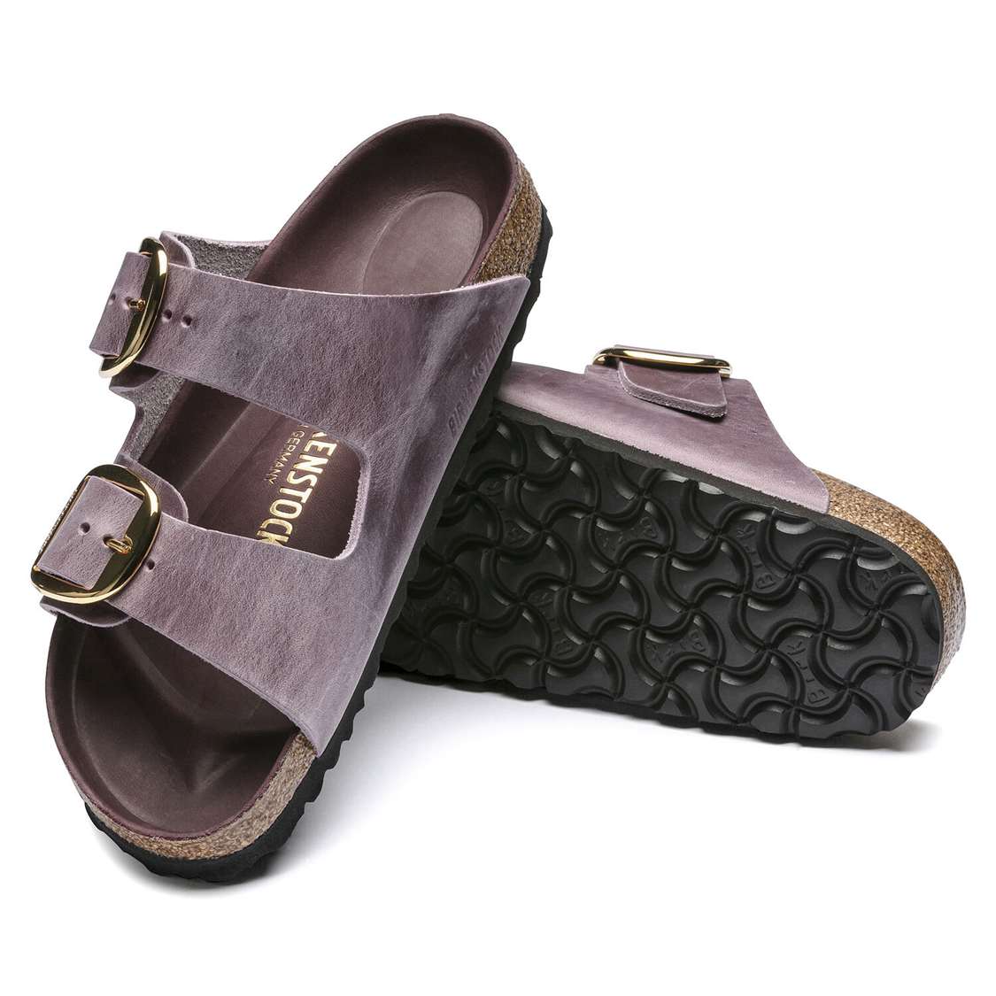 Lavender Birkenstock Arizona Big Buckle Oiled Leather Women's Two Strap Sandals | 4B8wKgetogB