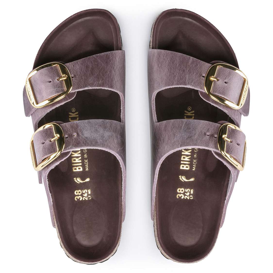 Lavender Birkenstock Arizona Big Buckle Oiled Leather Women's Two Strap Sandals | 4B8wKgetogB