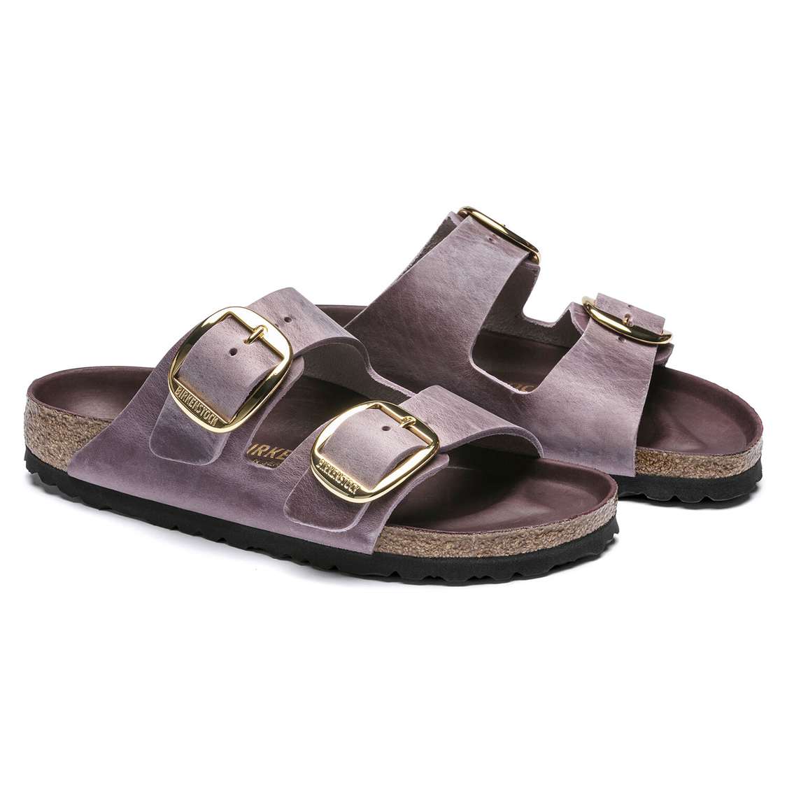 Lavender Birkenstock Arizona Big Buckle Oiled Leather Women's Two Strap Sandals | 4B8wKgetogB