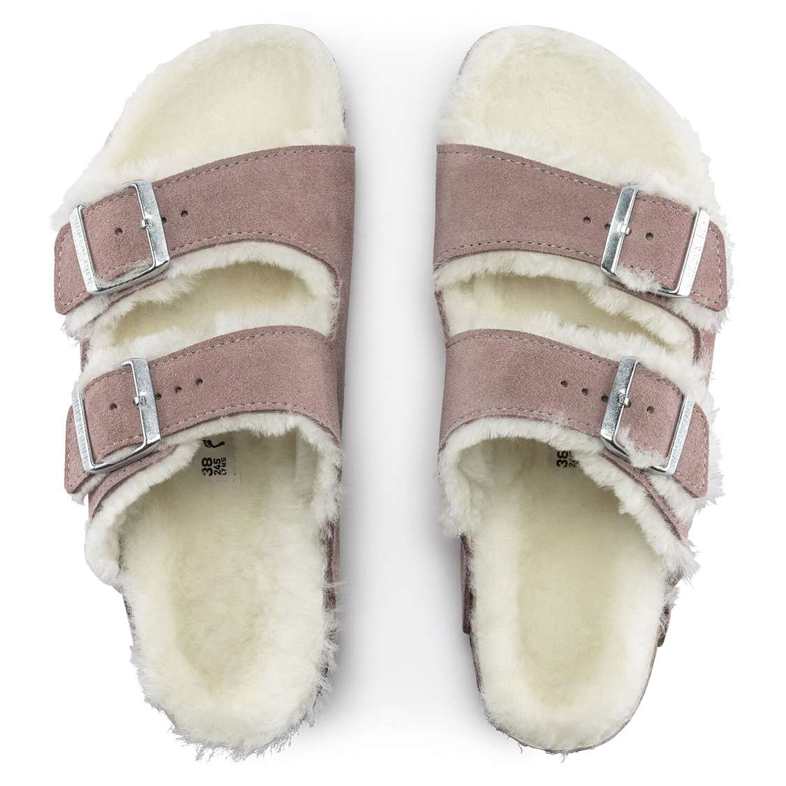 Lavender Birkenstock Arizona Shearling Suede Leather Women's Two Strap Sandals | xTgfG8Zv5Gb