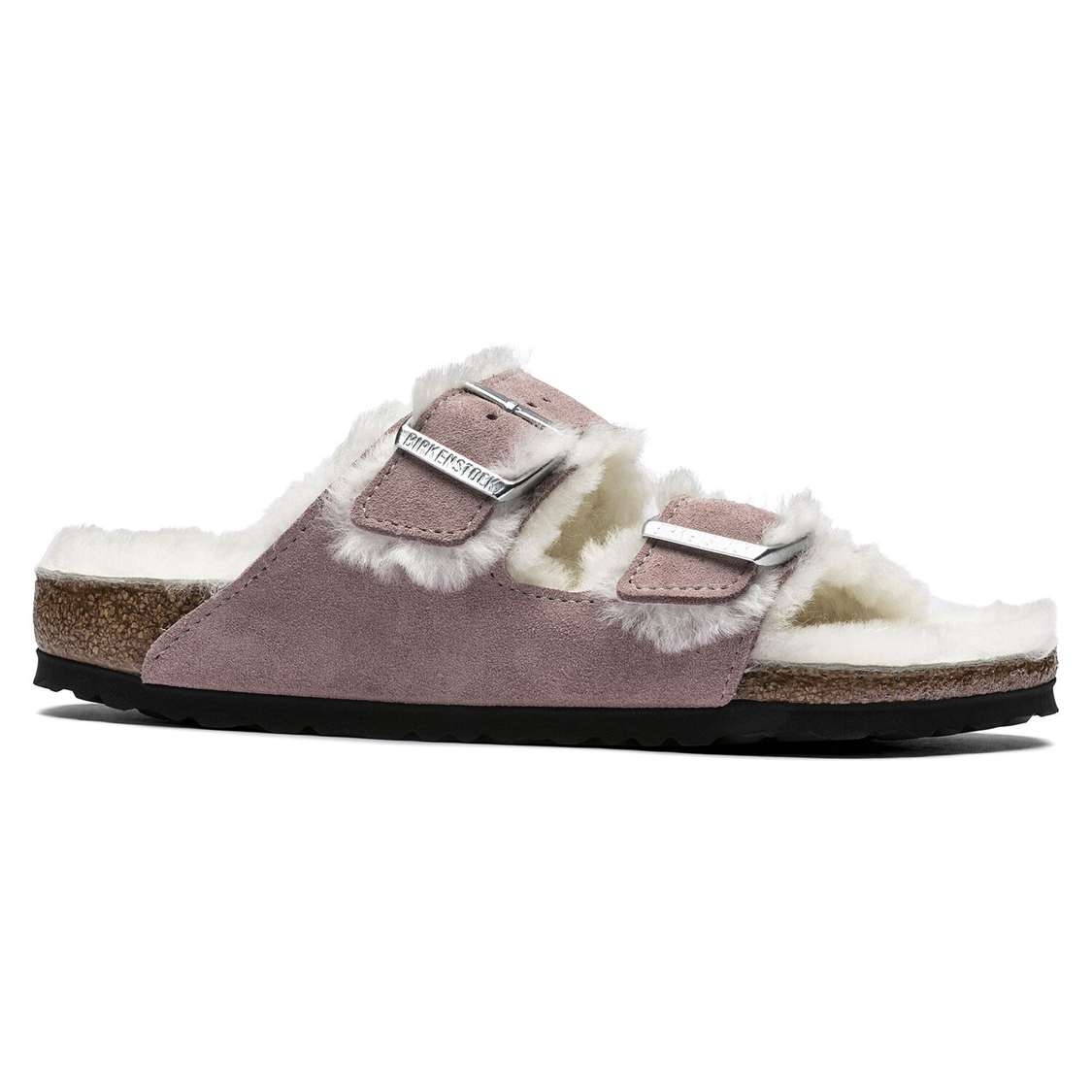 Lavender Birkenstock Arizona Shearling Suede Leather Women's Two Strap Sandals | xTgfG8Zv5Gb