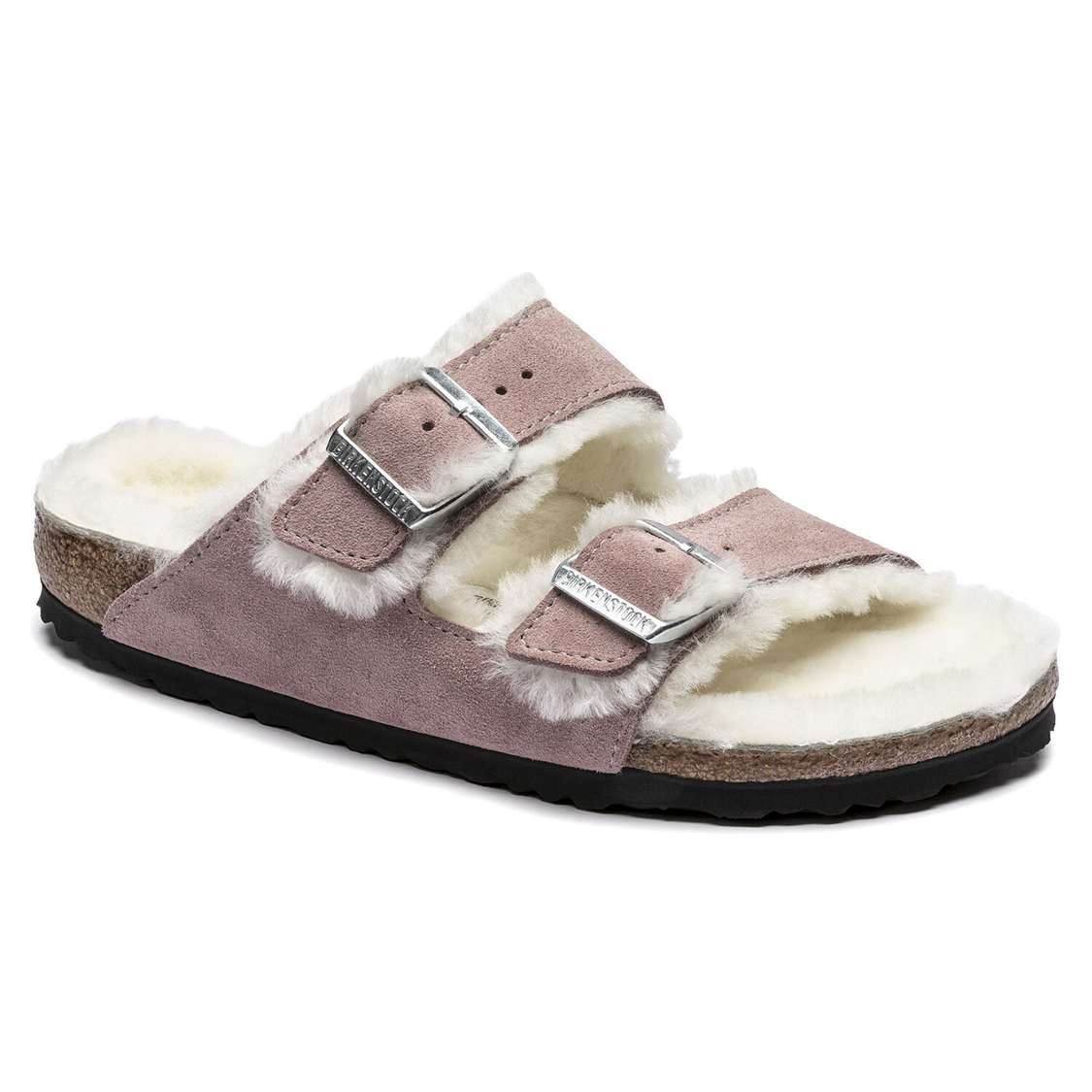 Lavender Birkenstock Arizona Shearling Suede Leather Women\'s Two Strap Sandals | xTgfG8Zv5Gb