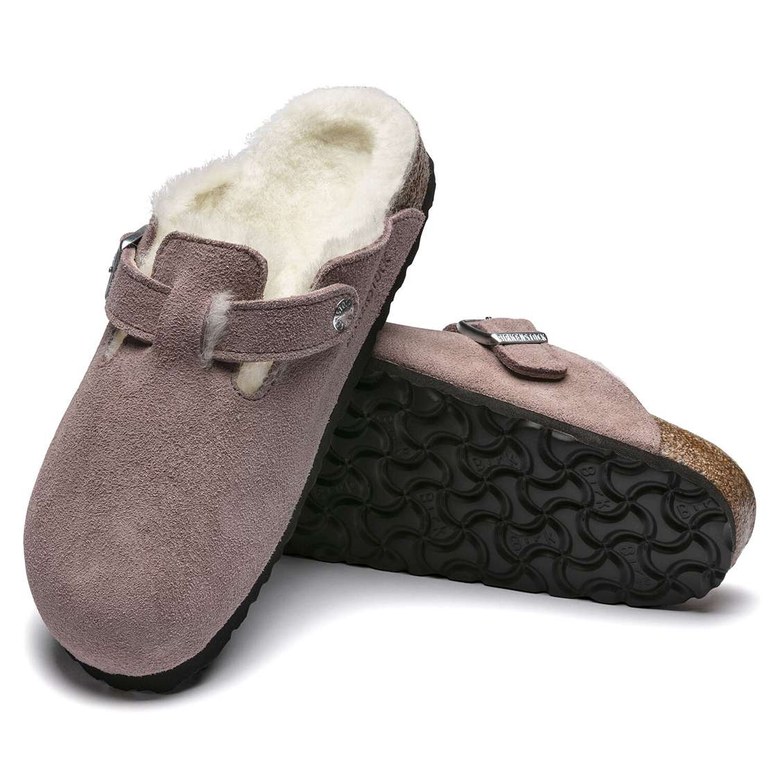 Lavender Birkenstock Boston Shearling Suede Leather Women's Clogs | pDLDmsWdj9o