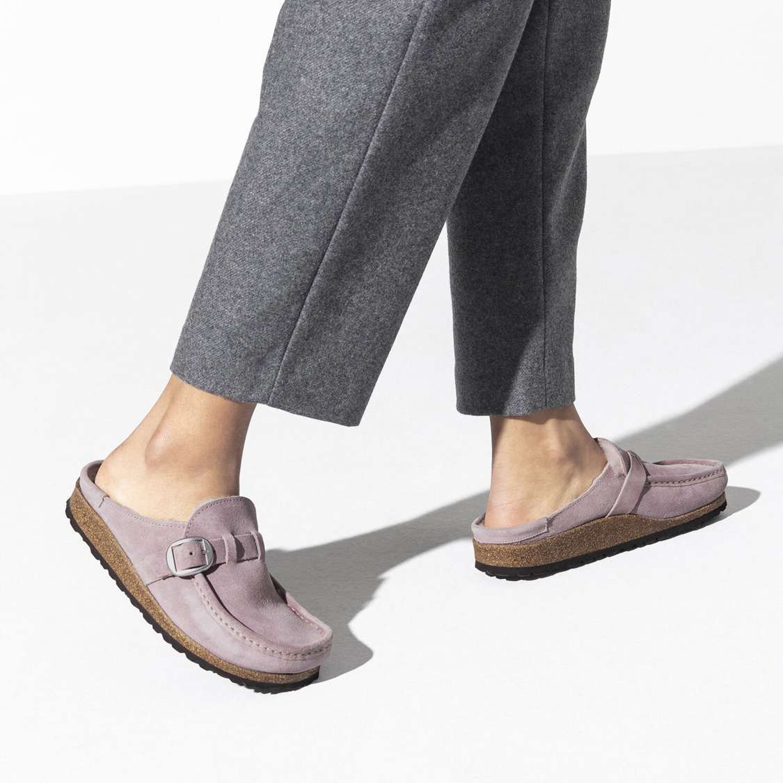 Lavender Birkenstock Buckley Shearling Suede Leather Women's Clogs | gmliZaGHwBa