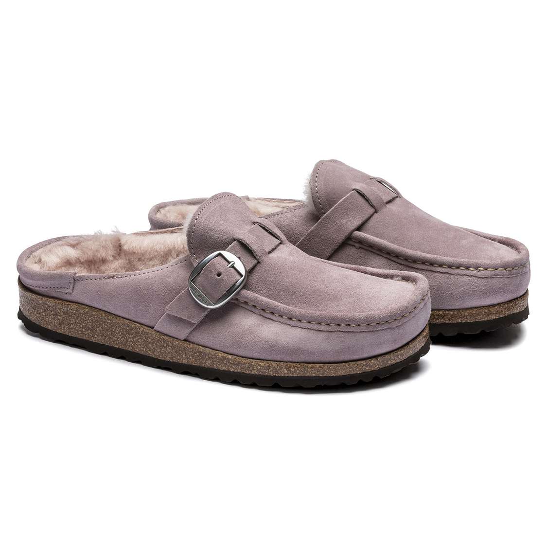 Lavender Birkenstock Buckley Shearling Suede Leather Women's Clogs | gmliZaGHwBa