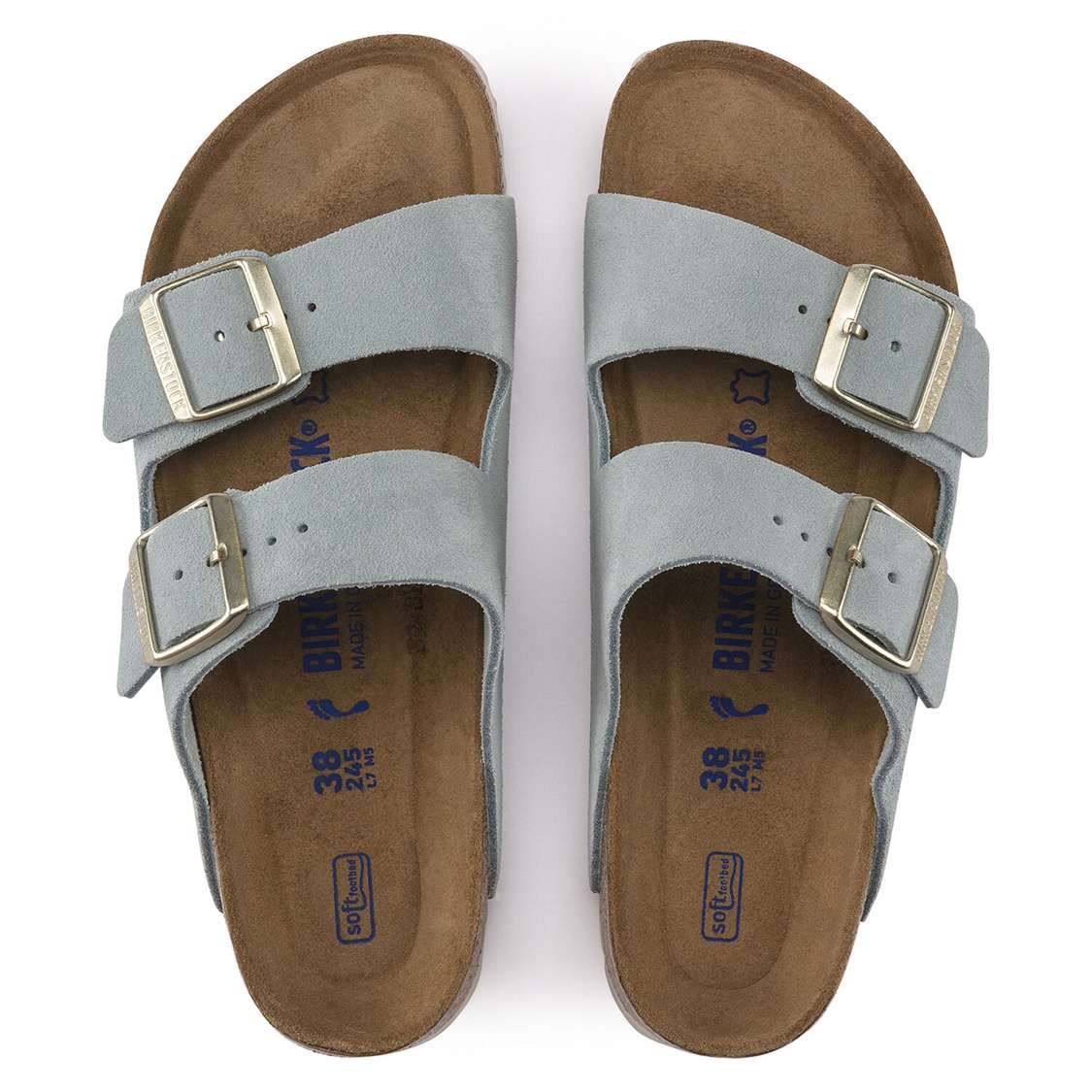 Light Blue Birkenstock Arizona Soft Footbed Suede Leather Women's Two Strap Sandals | z1tVaf6RH8r