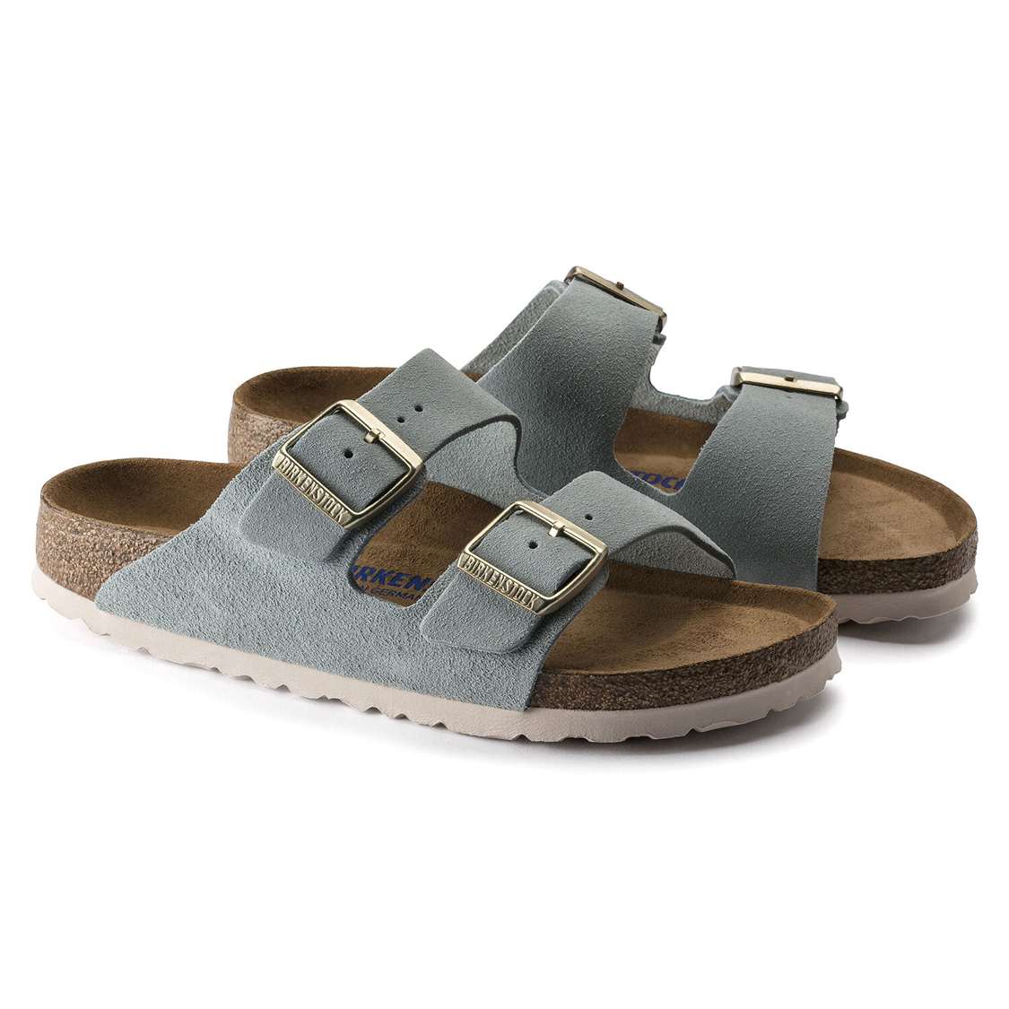 Light Blue Birkenstock Arizona Soft Footbed Suede Leather Women's Two Strap Sandals | z1tVaf6RH8r