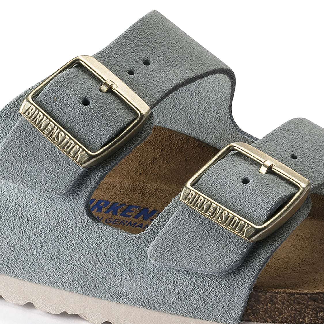 Light Blue Birkenstock Arizona Soft Footbed Suede Leather Women's Two Strap Sandals | z1tVaf6RH8r