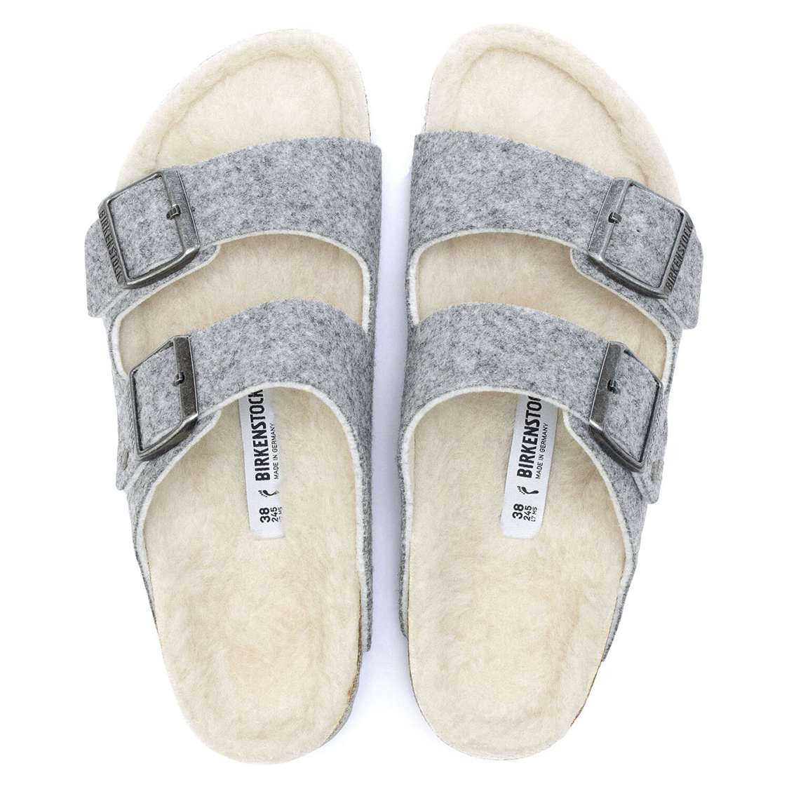 Light Grey Birkenstock Arizona Wool Felt Women's Two Strap Sandals | vVnZW5kDCbM