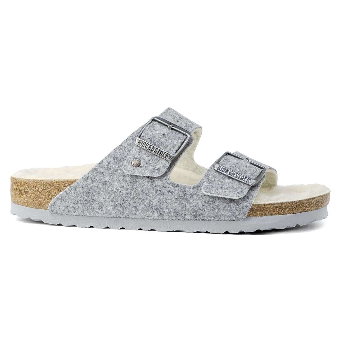 Light Grey Birkenstock Arizona Wool Felt Women's Two Strap Sandals | vVnZW5kDCbM