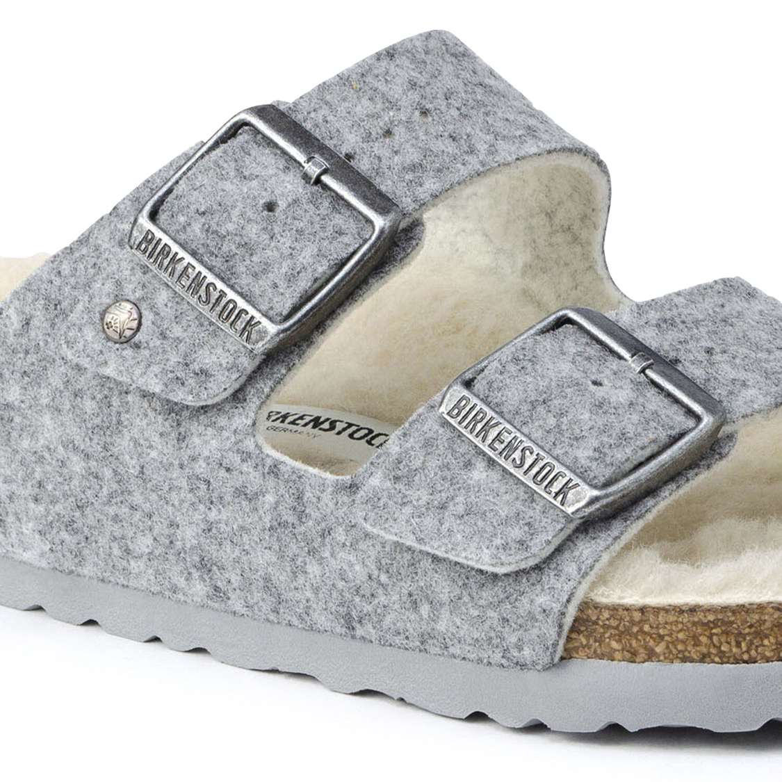 Light Grey Birkenstock Arizona Wool Felt Women's Two Strap Sandals | vVnZW5kDCbM