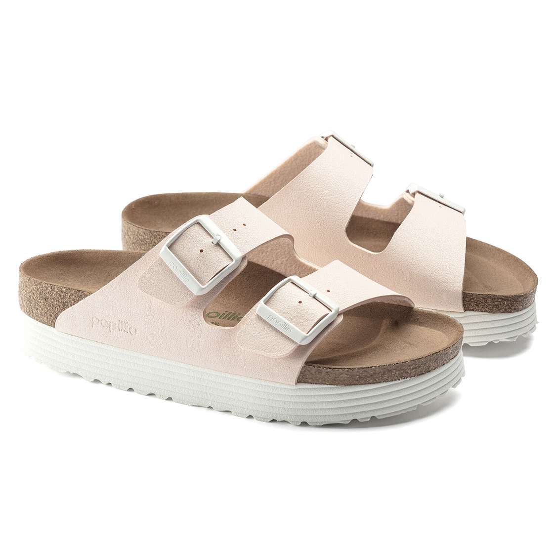 Light Rose Birkenstock Arizona Platform Vegan Birko-Flor Women's Two Strap Sandals | GstapzZ2t6L