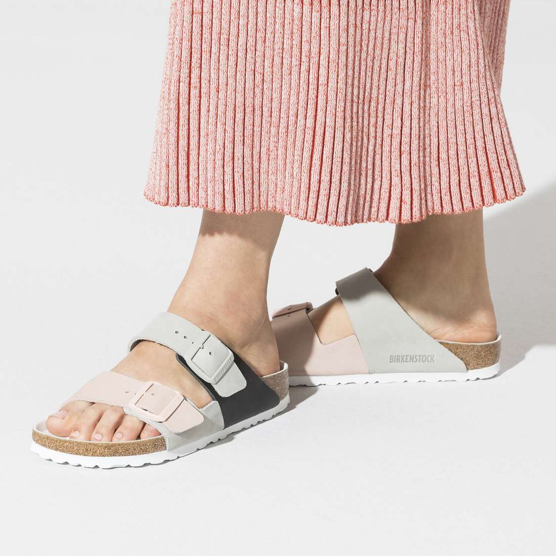 Light Rose Birkenstock Arizona Split Nubuck Leather Women's Two Strap Sandals | R35YSFJXNwq