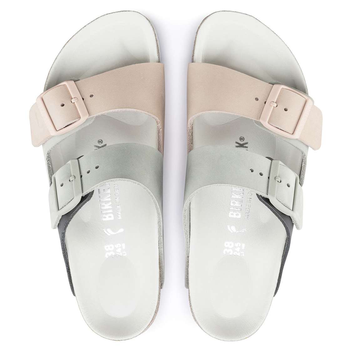 Light Rose Birkenstock Arizona Split Nubuck Leather Women's Two Strap Sandals | R35YSFJXNwq