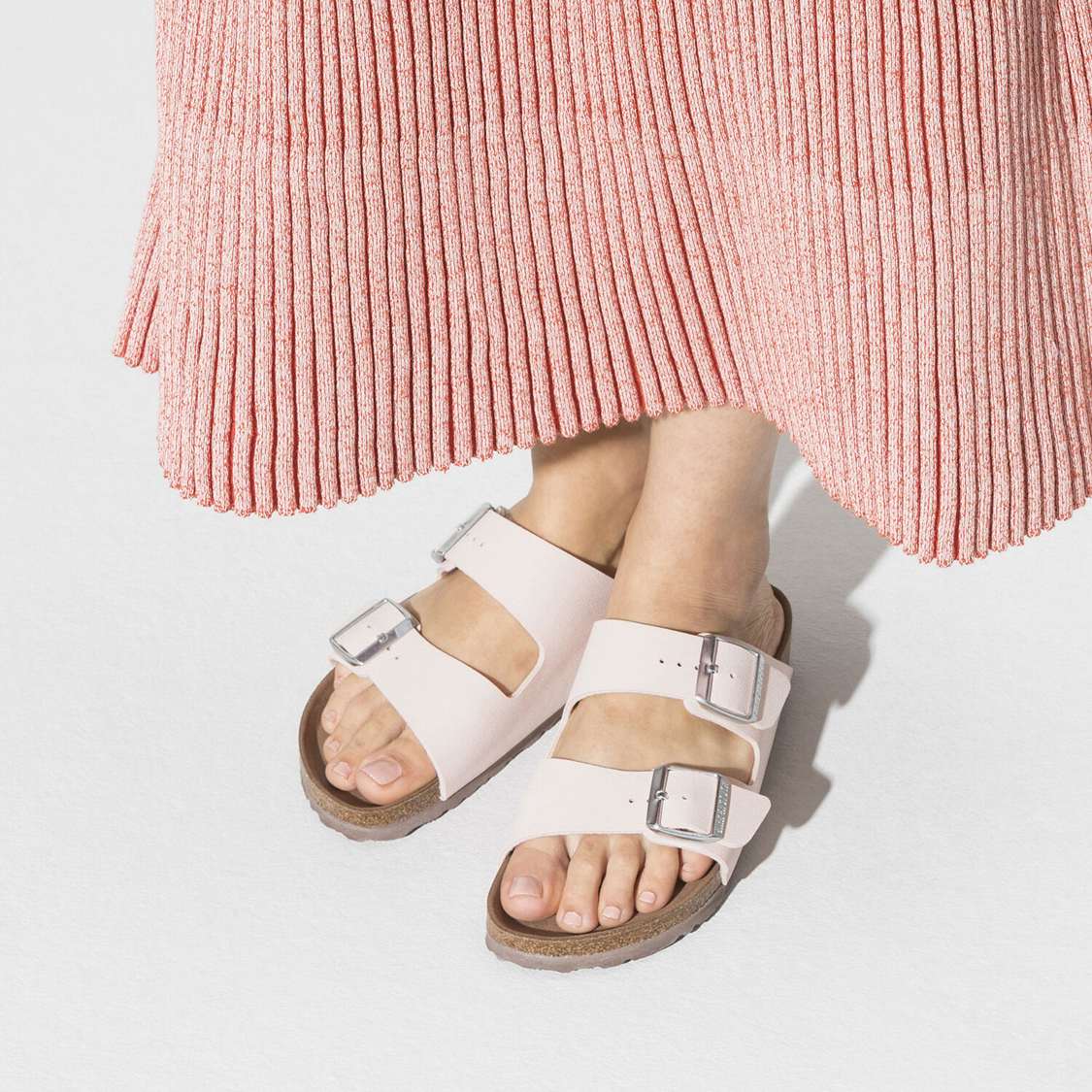 Light Rose Birkenstock Arizona Vegan Birkibuc Women's Two Strap Sandals | XoWS9LErLRz