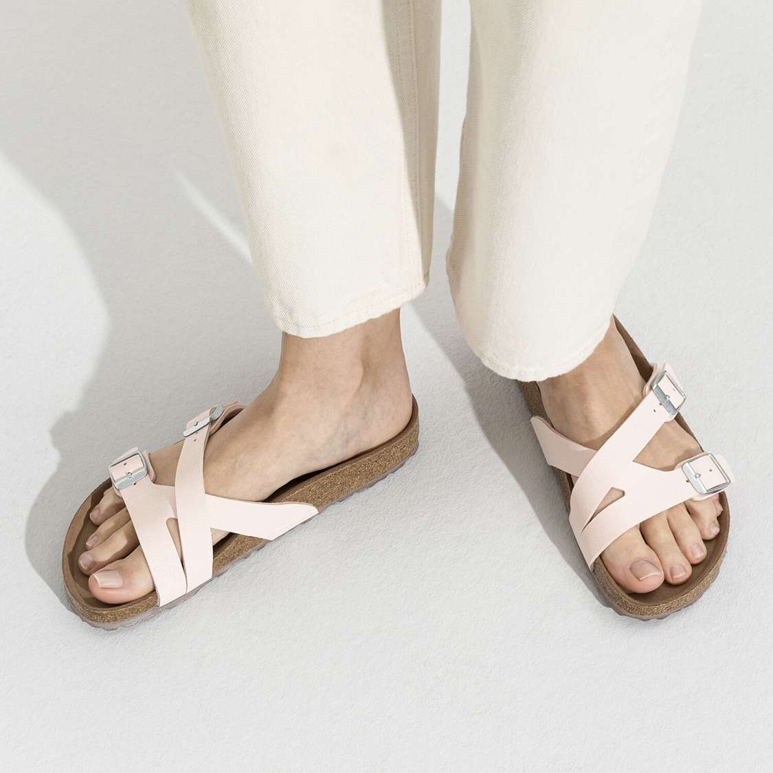 Light Rose Birkenstock Yao Vegan Birkibuc Women's Multi Strap Sandals | PEBXuV3SKFH