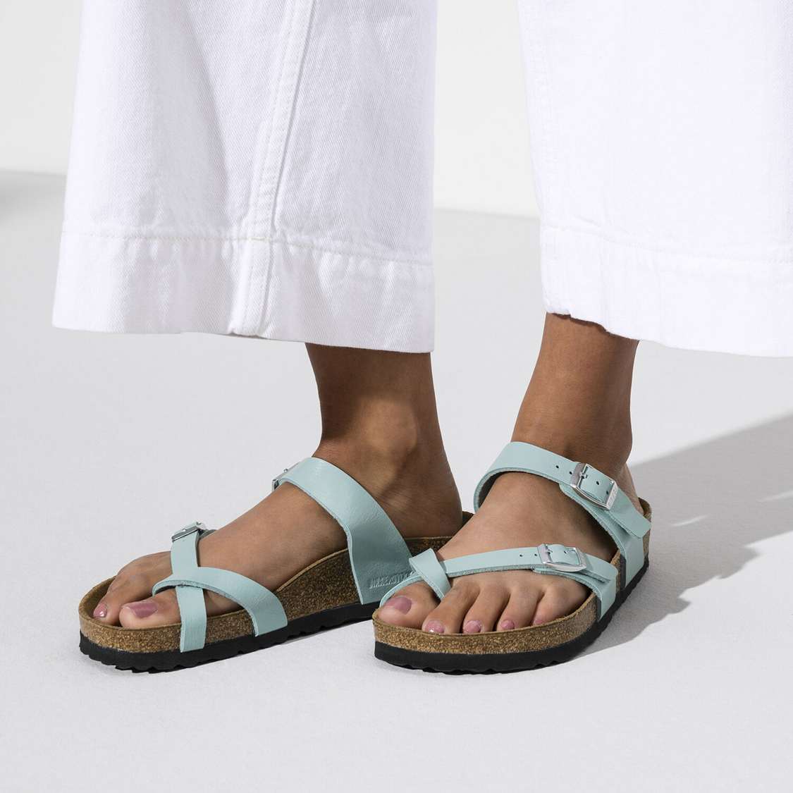 Light Turquoise Birkenstock Mayari Birko-Flor Women's Two Strap Sandals | 4nHAU1AKJOH