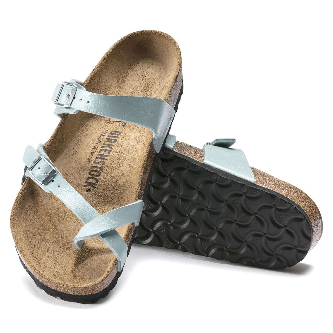 Light Turquoise Birkenstock Mayari Birko-Flor Women's Two Strap Sandals | 4nHAU1AKJOH