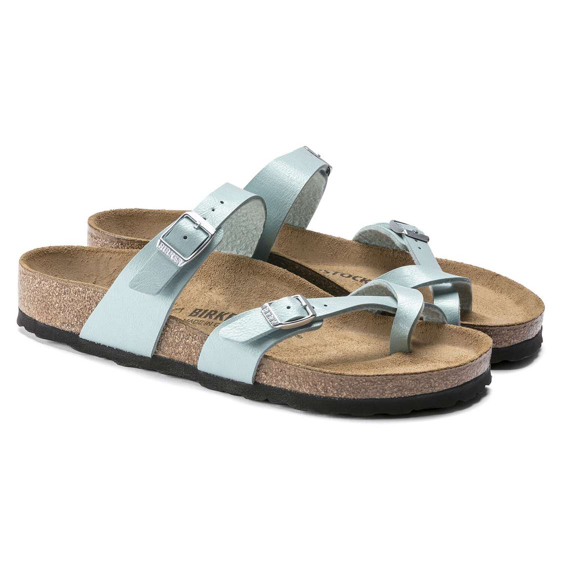 Light Turquoise Birkenstock Mayari Birko-Flor Women's Two Strap Sandals | 4nHAU1AKJOH