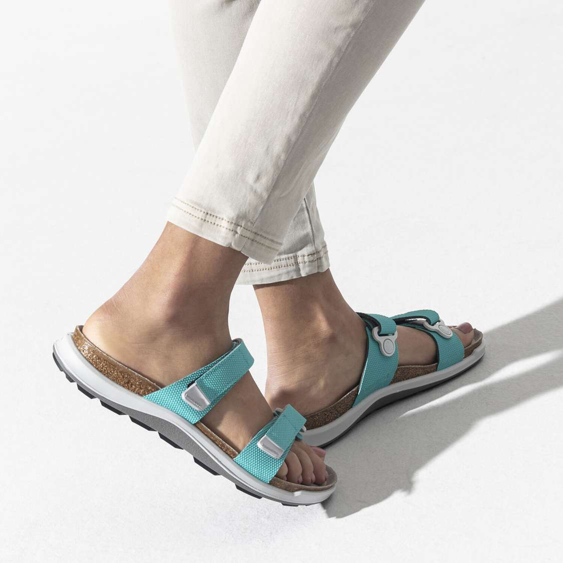 Light Turquoise Birkenstock Sahara Birko-Flor Women's Two Strap Sandals | j784R2UB5aQ