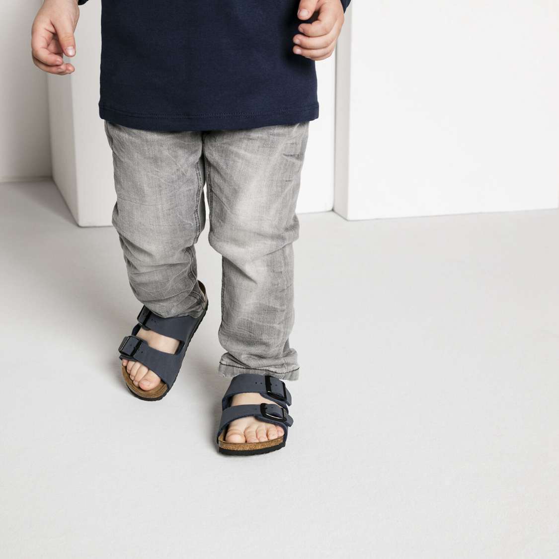 Navy Birkenstock Arizona Birkibuc Kids' Boys Sandals | bDQkTbUETQT